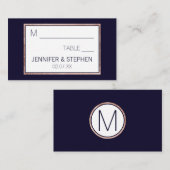 Einfache Rose Gold Lined Navy Blue Wedding Platzkarte (Vorne/Hinten)