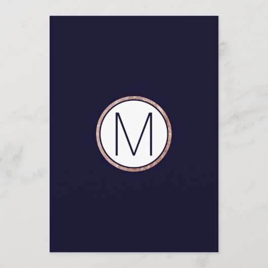 Einfache Rose Gold Lined Navy Blue Wedding Programm (Rückseite)