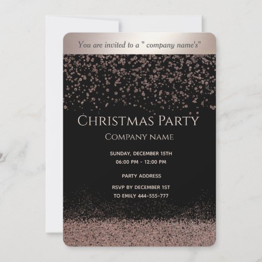 Einfache Rose Gold Luxus Unternehmen Weihnachten P Einladung (Vorderseite)