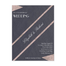 Einfache Rose Gold Marble Blue Hochzeit Einladung