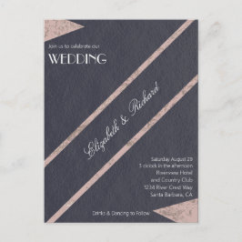 Einfache Rose Gold Marble Blue Hochzeit Einladung Postkarte