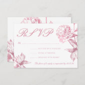 Einfache Rose Gold Moderne Blumenhochzeit RSVP (Vorne/Hinten)