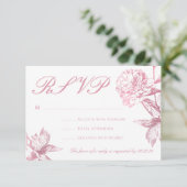 Einfache Rose Gold Moderne Blumenhochzeit RSVP Karte (Stehend Vorderseite)