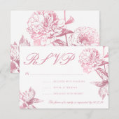 Einfache Rose Gold Moderne Blumenhochzeit RSVP Karte (Vorne/Hinten)