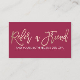 Einfache Rose Gold Moderne Typografie Dunkelrosa Empfehlungskarte