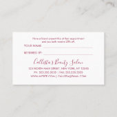 Einfache Rose Gold Moderne Typografie Dunkelrosa Empfehlungskarte (Rückseite)