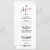 Einfache Rose Gold Moderne Typografie Menükarte (Vorne/Hinten)