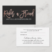 Einfache Rose Gold Moderne Typografie Schwarz-weiß Empfehlungskarte (Vorne/Hinten)