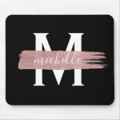 Einfache Rose Gold Paint Classy Monogram Black Mousepad (Vorne)