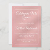 Einfache Rose Gold Quinceanera Einladung (Vorderseite)