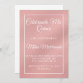Einfache Rose Gold Quinceanera Einladung (Vorne/Hinten)