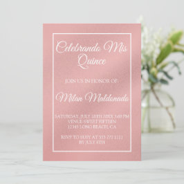 Einfache Rose Gold Quinceanera  Einladung