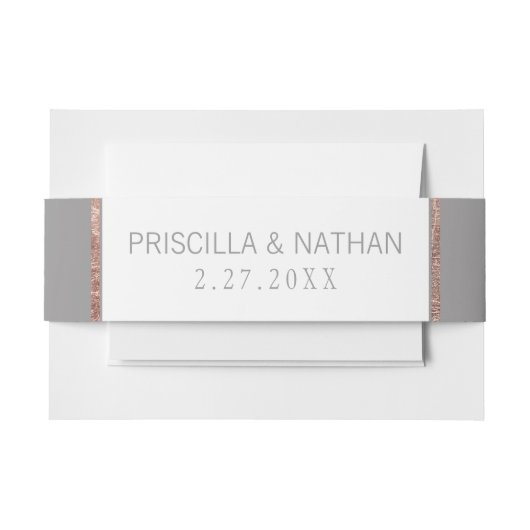 Einfache Rose Gold Rahmen Slate Gray Wedding Einladungsbanderole (Vorderseite Beispiel)
