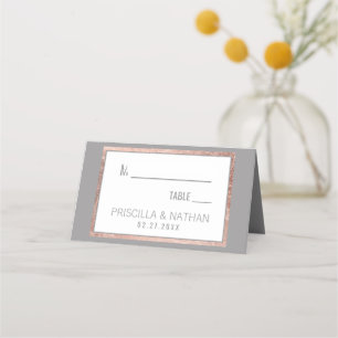 Einfache Rose Gold Rahmen Slate Gray Wedding Platzkarte