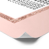 Einfache Rose Gold Rosa Sitzkarte Poster (Ecke)