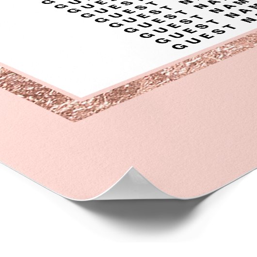 Einfache Rose Gold Rosa Sitzkarte Poster (Ecke)