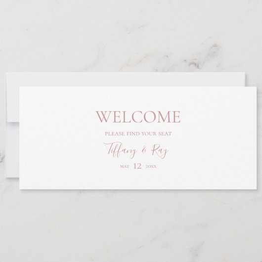 Einfache Rose Gold Seating Chart Header (Rückseite)