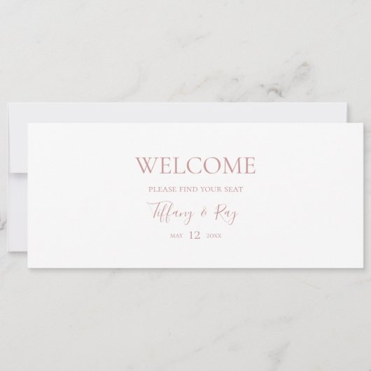 Einfache Rose Gold Seating Chart Header (Vorderseite)