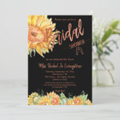 Einfache Rose Gold Sonnenblumen Brautparty Details Einladung (Stehend Vorderseite)