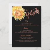 Einfache Rose Gold Sonnenblumen Brautparty Details Einladung (Rückseite)