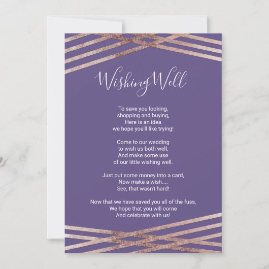 Einfache Rose Gold Violett Gute Wünsche Einladung (Vorderseite)