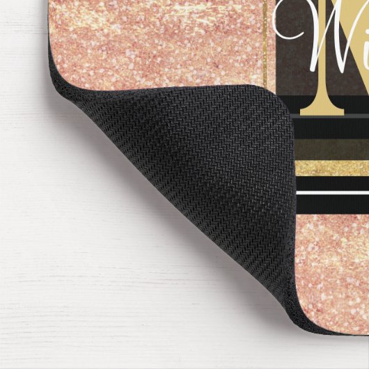 Einfache Rose, goldene Streifen Mousepad (Ecke)