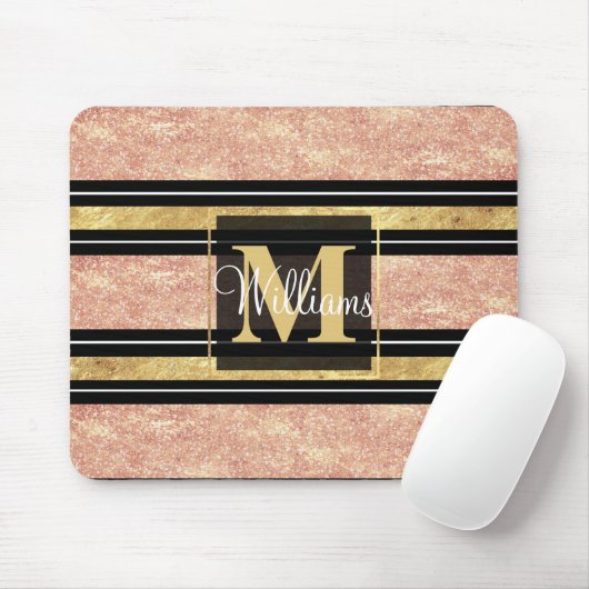 Einfache Rose, goldene Streifen Mousepad (Mit Mouse)