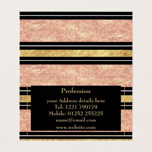 Einfache Rose, goldene Streifen Visitenkarten (Innenseite Aufgefaltet)