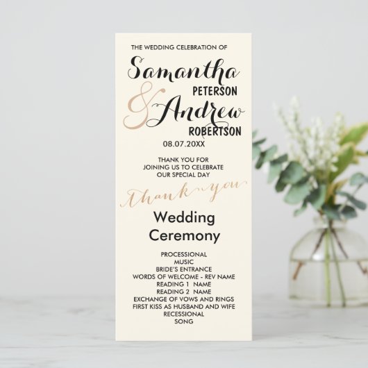 Einfache Rose Goldfolie-Chic Hochzeitsstudio Elfen Programm (Stehend Vorderseite)