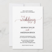 Einfache Rose-Goldkalligrafie-Hochzeit Einladung (Vorderseite)