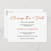 Einfache Rose Goldskripte Hochzeit ändern das Datu Ankündigungspostkarte (Vorne/Hinten)