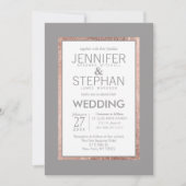 Einfache Rose Goldverziertes Schiefergrauen Hochze Einladung (Vorderseite)