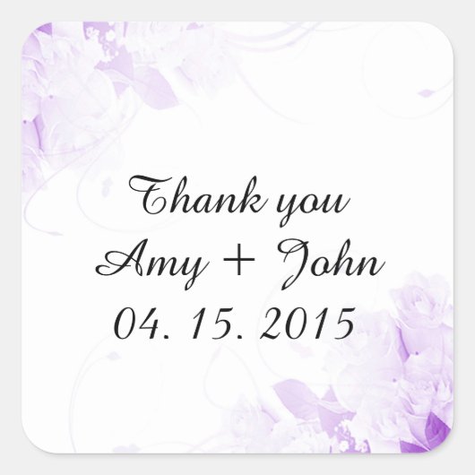 Einfache Rose Hochzeitsaufkleber vr4 Quadratischer Aufkleber (Vorderseite)