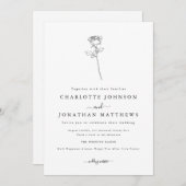 Einfache Rose Minimalistisch Hochzeit Einladung (Vorne/Hinten)