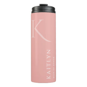 Einfache Rose Monogramm Personalisierte Trauzeugin Thermosbecher
