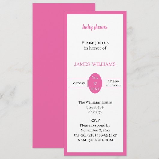 Einfache Rose Personalisiert Babydusche Einladung (Vorne/Hinten)