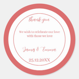 Einfache Rose Personalisiert Hochzeit Runder Aufkleber