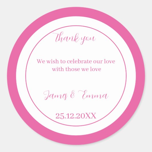 Einfache Rose Personalisiert Hochzeit Runder Aufkleber (Vorderseite)