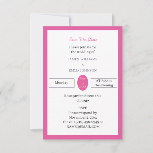 Einfache Rose Personalisiert Save The Date (Vorderseite)