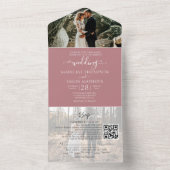 Einfache Rose Rosa 2 Foto QR Code UAWG Wedding All In One Einladung (Innen Boden)