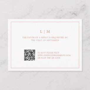 Einfache Rose Rosa Monogram QR Code Elegante Hochz RSVP Karte