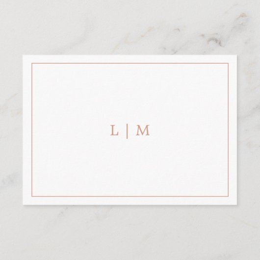 Einfache Rose Rosa Monogramm Elegante Hochzeit Begleitkarte (Rückseite)