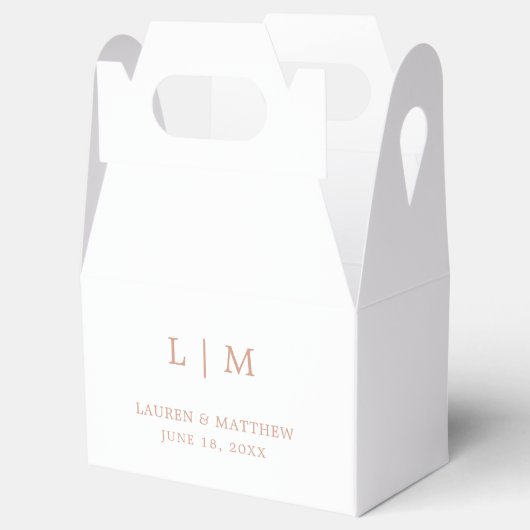 Einfache Rose Rosa Monogramm Elegante Hochzeit Geschenkschachtel (Geöffnet)