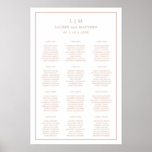 Einfache Rose Rosa Monogramm Elegante Hochzeit Poster (Vorne)