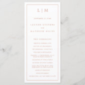 Einfache Rose Rosa Monogramm Elegante Hochzeit Programm (Vorderseite)