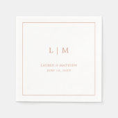 Einfache Rose Rosa Monogramm Elegante Hochzeit Serviette (Vorderseite)