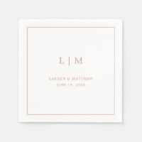 Einfache Rose Rosa Monogramm Elegante Hochzeit