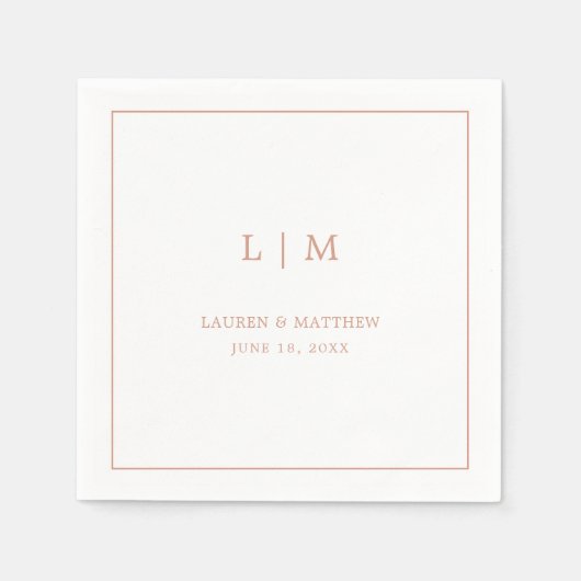 Einfache Rose Rosa Monogramm Elegante Hochzeit Serviette (Vorderseite)