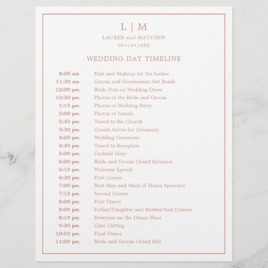 Einfache Rose Rosa Monogramm Elegante Hochzeitzeit (Vorderseite)