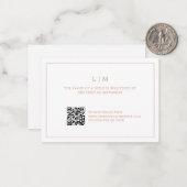 Einfache Rose Rosa Monogramm QR Code Hochzeit RSVP Mitteilungskarte (Vorderseite/Rückseite Beispiel)